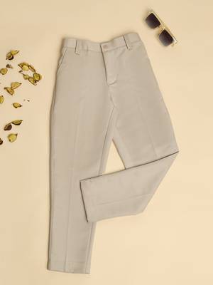 Beige kids cotton trousers 1