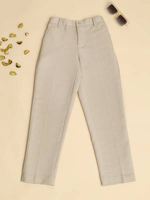 Beige kids cotton trousers 5