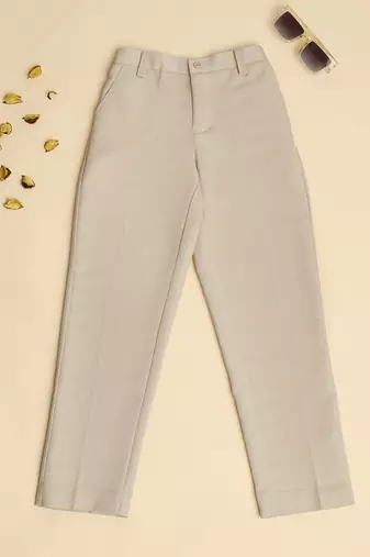 Beige kids cotton trousers