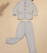 Light grey boys bandhgala blazer suit