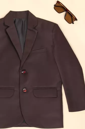 Boys coffee brown notched lapel blazer