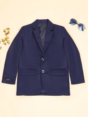 Boys blue notched lapel blazer 1