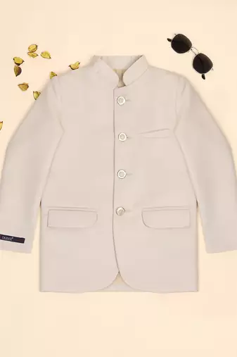 Boys beige bandhgala blazer