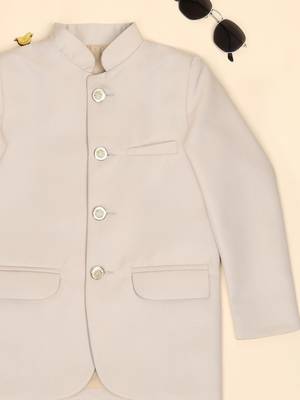 Boys beige bandhgala blazer 5
