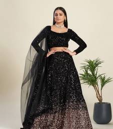Black Heavy Sequence Work Lehenga Choli Set 