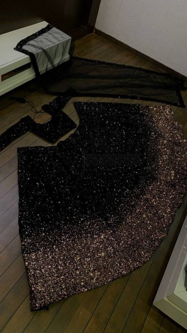 Black Heavy Sequence Work Lehenga Choli Set 