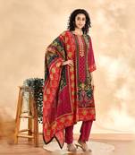  purple and green silk crepe sequins work straight kurta dupatta pant set