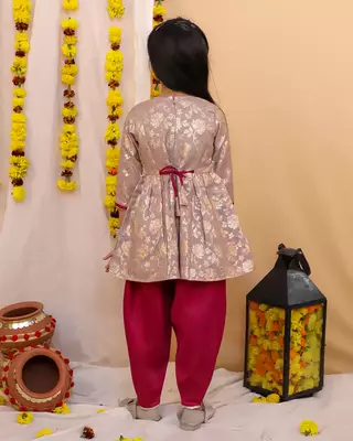 Kid1 sonpari jacquard peplum dhoti set 2