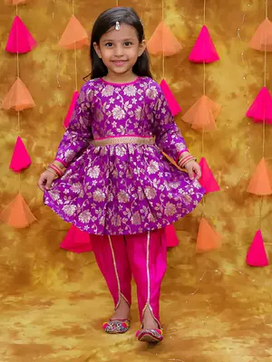 Kid1 sonpari jacquard peplum dhoti set 1