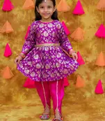 Kid1 sonpari jacquard peplum dhoti set