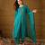 Women teal viscose rayon ethnic motifs printed straight kurta palazzos with dupatta