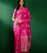 pink Cotton Jacquard Saree