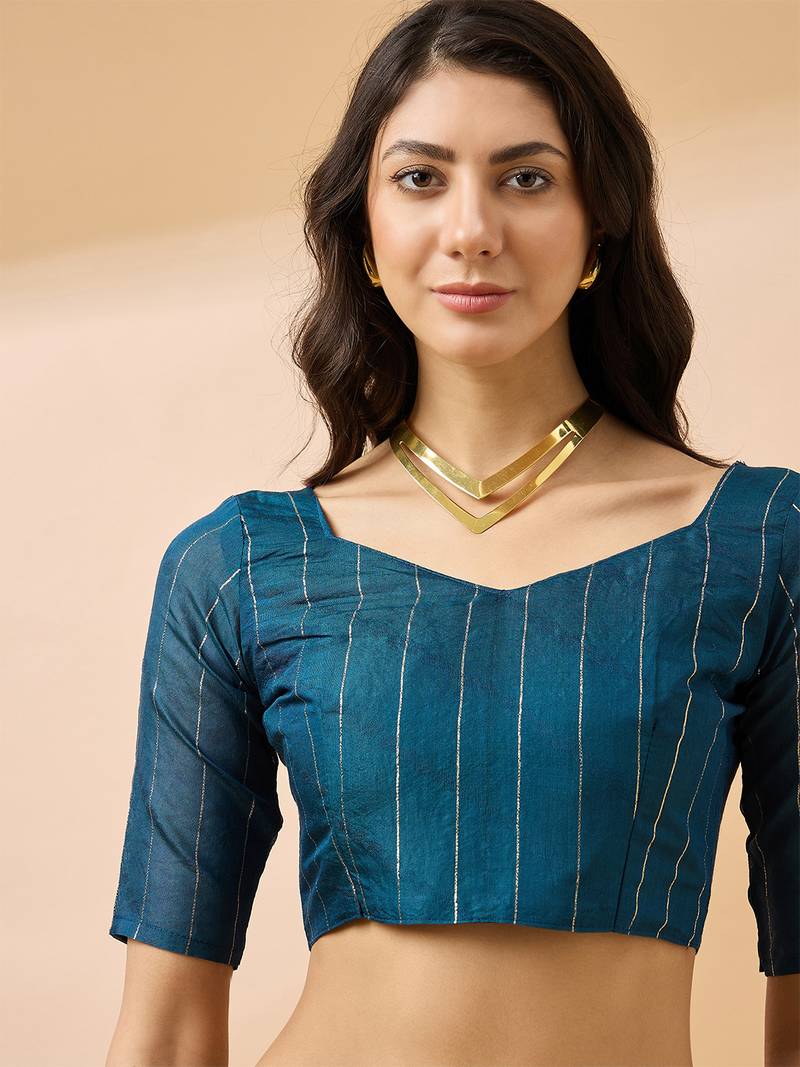 Teal blue staple cotton saree with tie-dye bandhani pattern