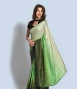 Green sequins georgette saree with blouse