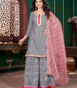Grey embroidery & sequence geogertte garara readymade stitched