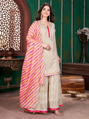 Chiku embroidery & sequence georgette garara readymade stitched 2