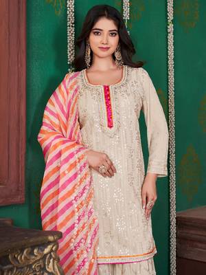 Chiku embroidery & sequence georgette garara readymade stitched 3