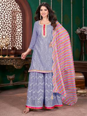 Light purple embroidery & sequence geogertte garara readymade stitched 1