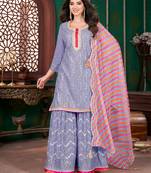 Light purple embroidery & sequence geogertte garara readymade stitched