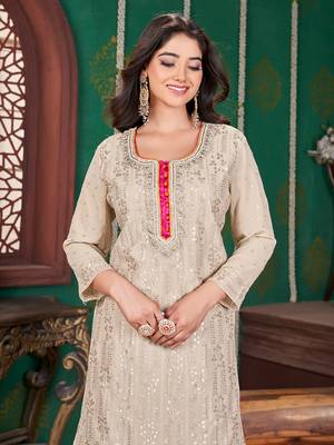 Chiku embroidery & sequence georgette garara readymade stitched 5
