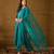 Women teal viscose rayon ethnic motifs printed straight kurta palazzos with dupatta