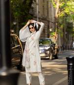 Women Cambric Cotton Straight Kurta With Pant And Dupatta