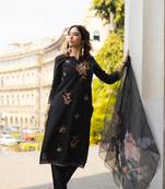 Women Cambric Cotton Comfortable and Stylish Straight  Kurta With Pant And Dupatta