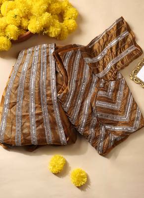 pre-stitched golden lurex shine ready-to-wear saree 3