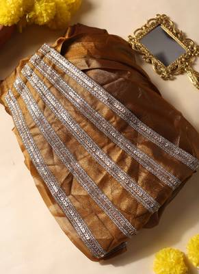 pre-stitched golden lurex shine ready-to-wear saree 4