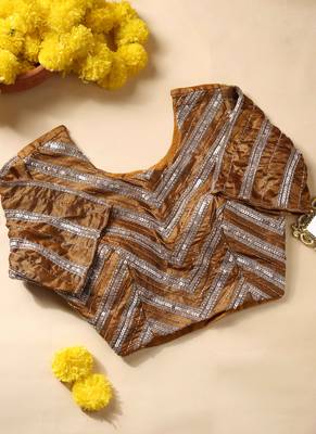 pre-stitched golden lurex shine ready-to-wear saree 5
