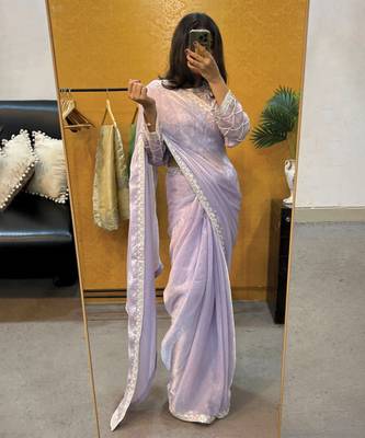 Twilight shimmer saree with ready blouse. 3