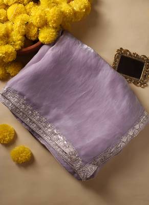 Twilight shimmer saree with ready blouse. 5