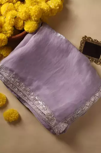 Twilight shimmer saree with ready blouse.