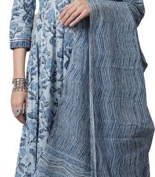 women's pure cotton jaipuri printed & embroidered kurta & pant with dupatta