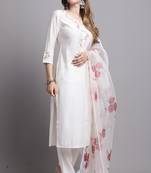 women's poly silk  embroidered kurta & pant with dupatta
