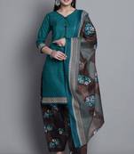 green cotton blend printed ready to wear patiala salwar suit