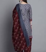 grey cotton blend printed ready to wear patiala salwar suit
