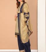 beige cotton printed ready to wear salwar suit