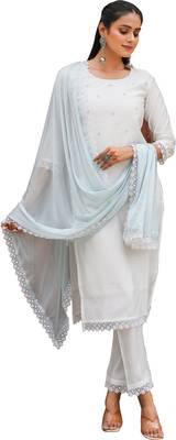 women's poly silk solid kurta & pant with dupatta 1