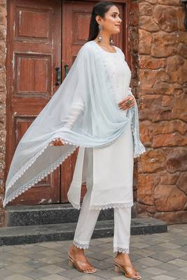 women's poly silk solid kurta & pant with dupatta 3