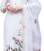 women's poly silk brush painted kurta & pant with dupatta