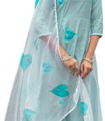 women's poly silk hand painted kurta & pant with dupatta