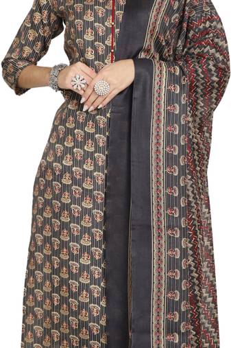 women's cotton foil printed kurta & pant with dupatta