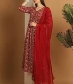 women's rayon foil printed kurta & pant with dupatta