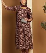 women's rayon foil printed kurta & pant with dupatta