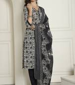 women's cotton blend floral printed kurta & pant with dupatta