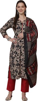 women's cotton blend abstract printed kurta & pant with dupatta 2