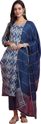women's rayon foil printed kurta & pant with dupatta 2