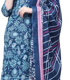 women's cotton blend floral printed kurta & pant with dupatta