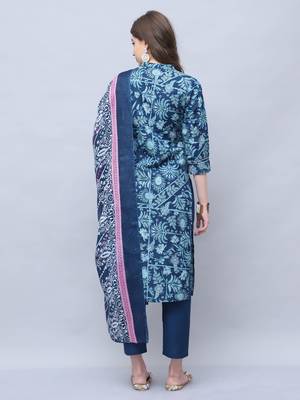 women's cotton blend floral printed kurta & pant with dupatta 3